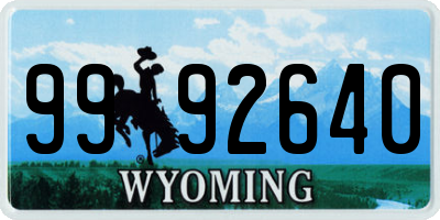 WY license plate 9992640
