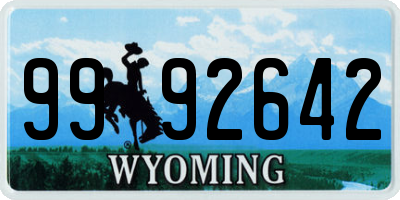WY license plate 9992642