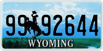 WY license plate 9992644
