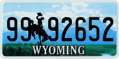WY license plate 9992652