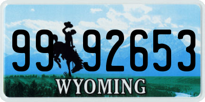 WY license plate 9992653