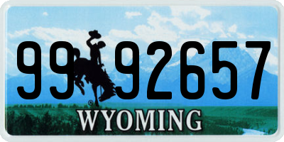 WY license plate 9992657