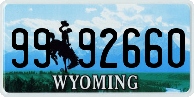 WY license plate 9992660