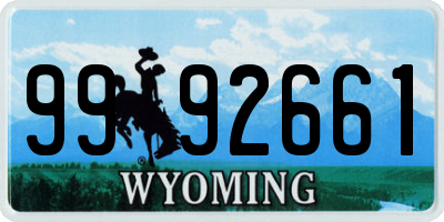 WY license plate 9992661