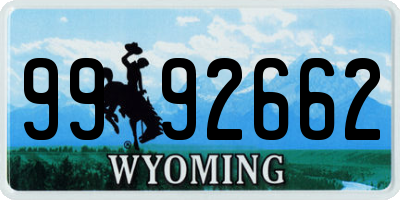 WY license plate 9992662