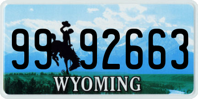 WY license plate 9992663