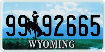 WY license plate 9992665