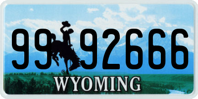 WY license plate 9992666