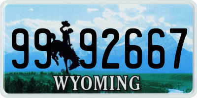 WY license plate 9992667
