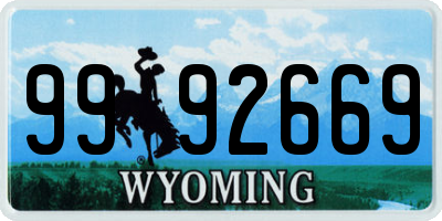 WY license plate 9992669