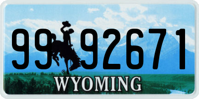 WY license plate 9992671