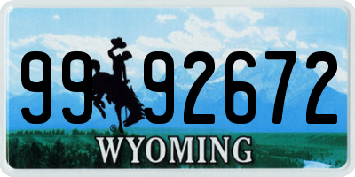 WY license plate 9992672