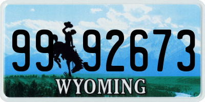 WY license plate 9992673