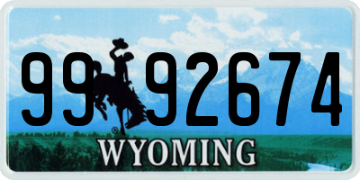 WY license plate 9992674
