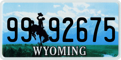 WY license plate 9992675