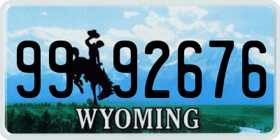 WY license plate 9992676
