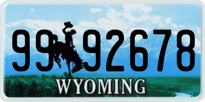 WY license plate 9992678