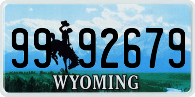 WY license plate 9992679