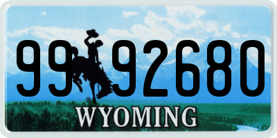 WY license plate 9992680