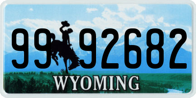 WY license plate 9992682