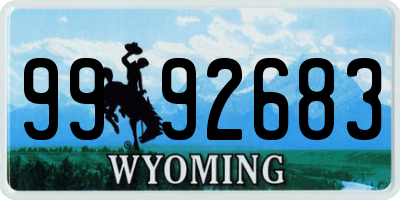 WY license plate 9992683