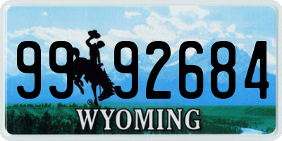 WY license plate 9992684