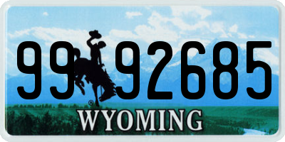WY license plate 9992685