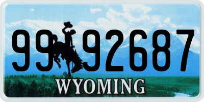 WY license plate 9992687