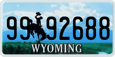 WY license plate 9992688