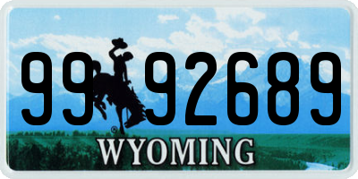WY license plate 9992689