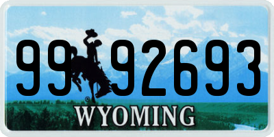 WY license plate 9992693