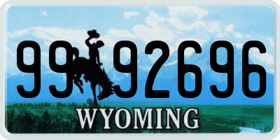 WY license plate 9992696