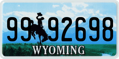 WY license plate 9992698