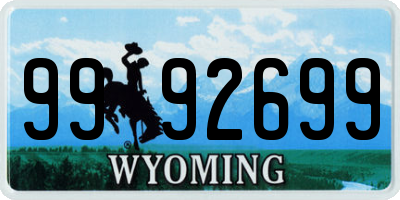 WY license plate 9992699