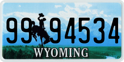 WY license plate 9994534