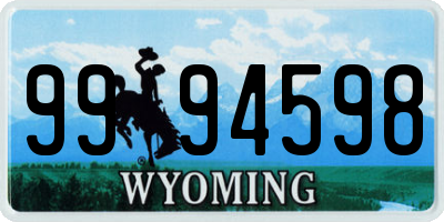 WY license plate 9994598