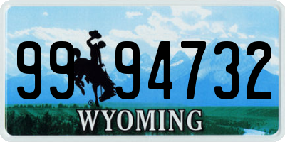 WY license plate 9994732