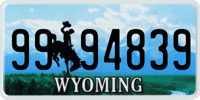 WY license plate 9994839