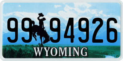 WY license plate 9994926