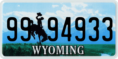 WY license plate 9994933