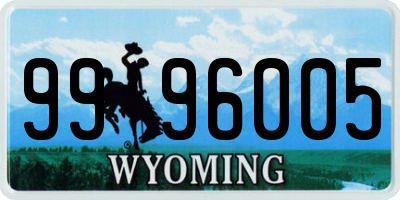 WY license plate 9996005