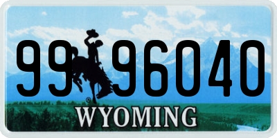 WY license plate 9996040
