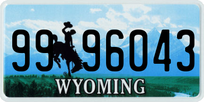 WY license plate 9996043