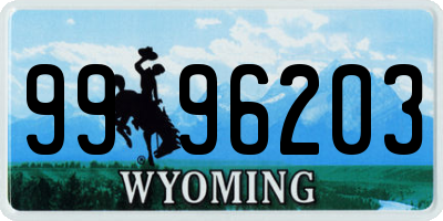 WY license plate 9996203