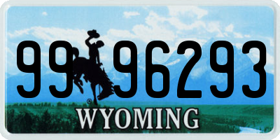 WY license plate 9996293