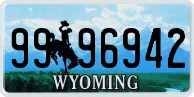 WY license plate 9996942