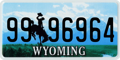 WY license plate 9996964