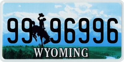 WY license plate 9996996
