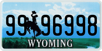 WY license plate 9996998