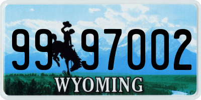 WY license plate 9997002
